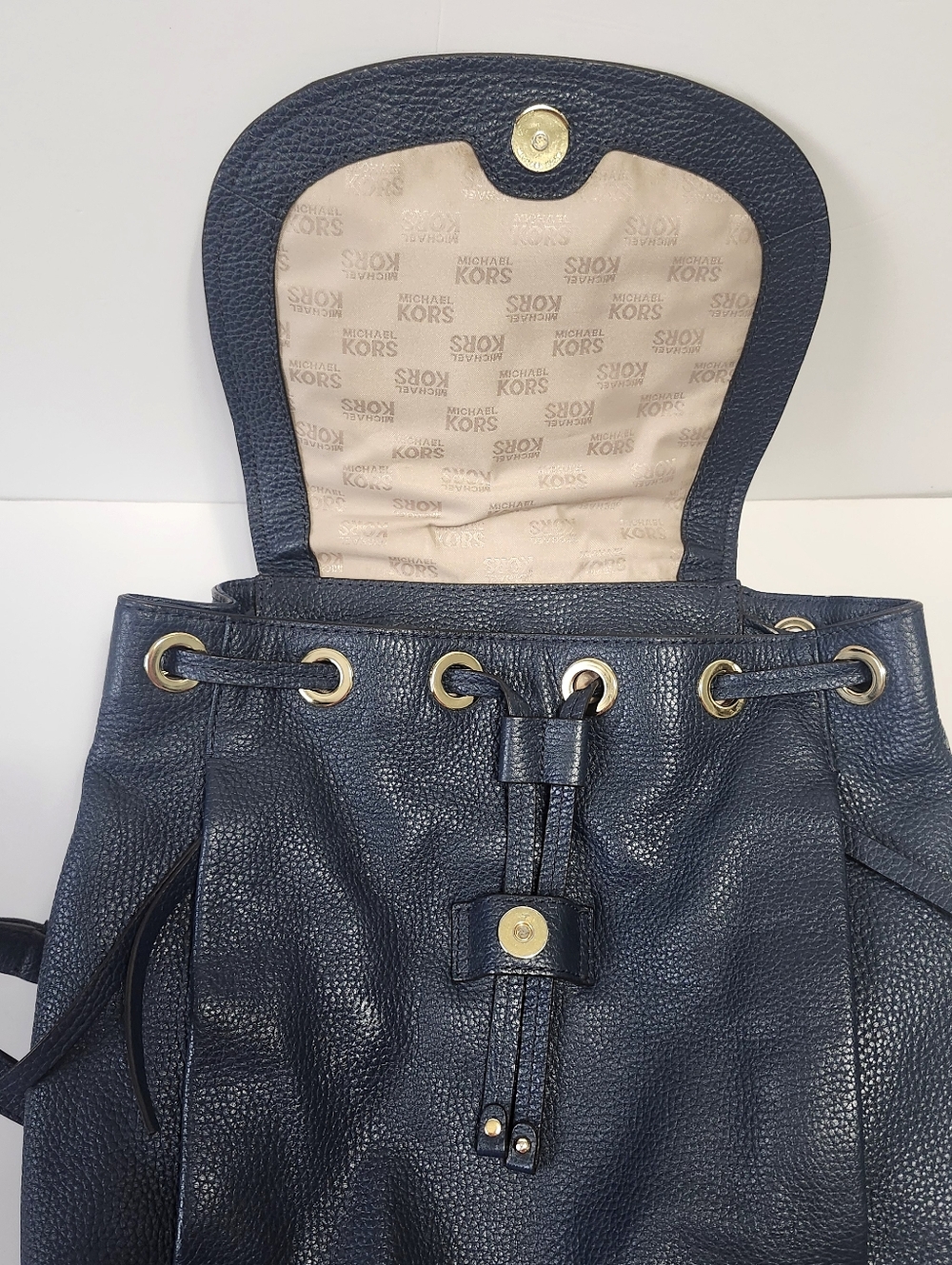 Michael Kors Leather Riley Large Studded Pebbled Backpack - Picture 13 of 15